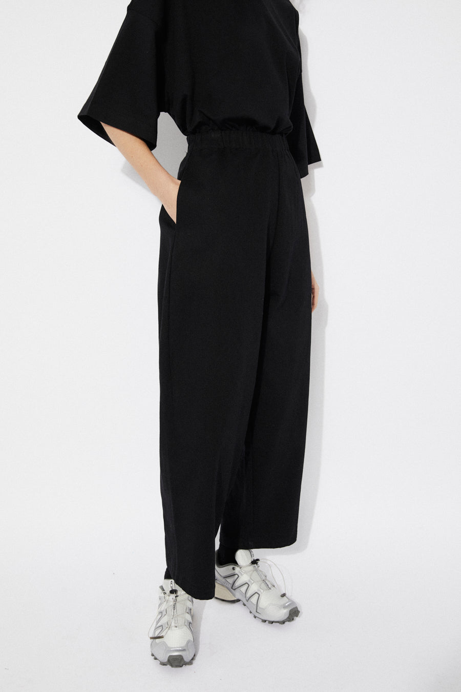 VERDAGUER COTTON MAXI PANTS - BLACK