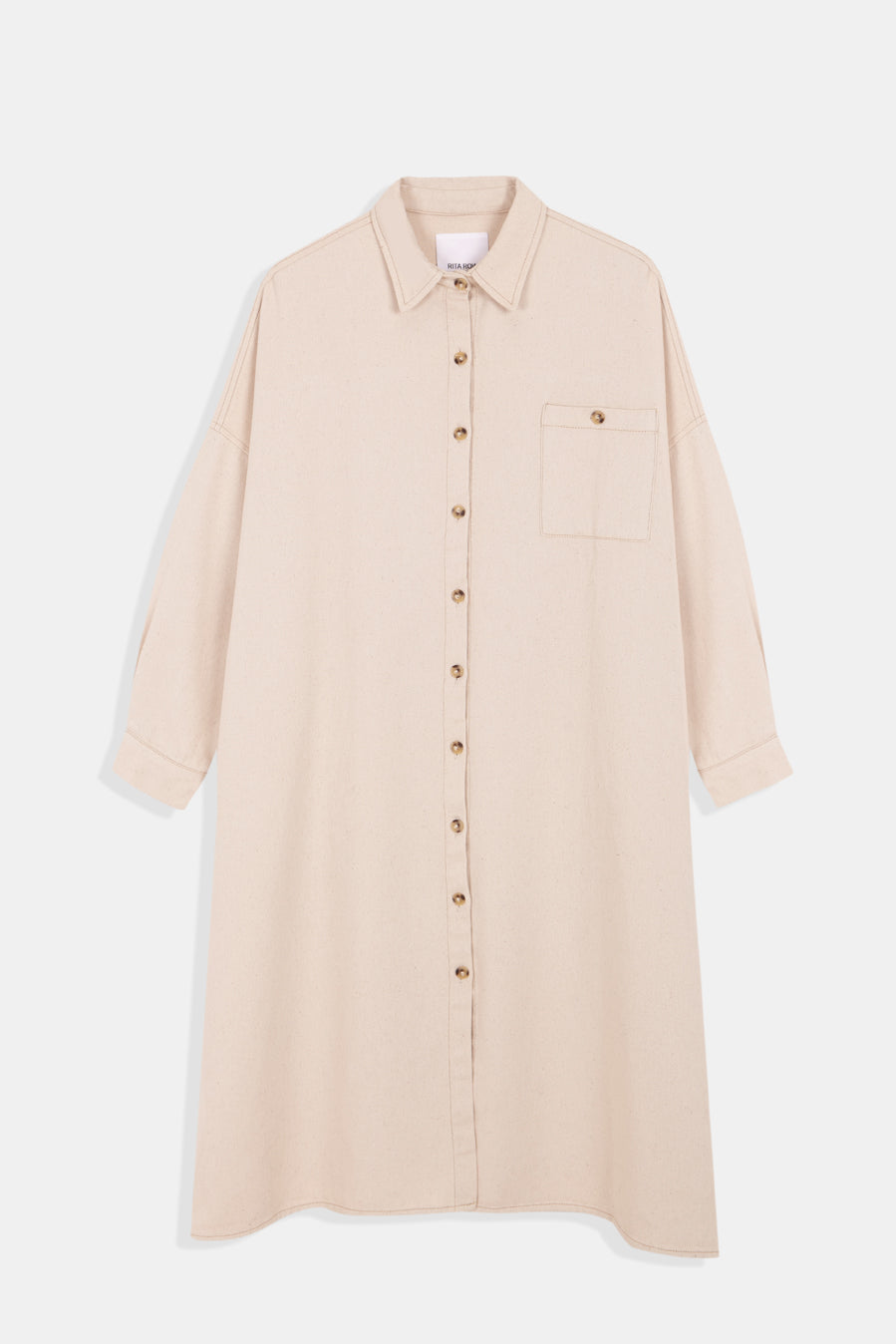 PICA OVERSIZED COTTON SHIRT DRESS - NATURAL