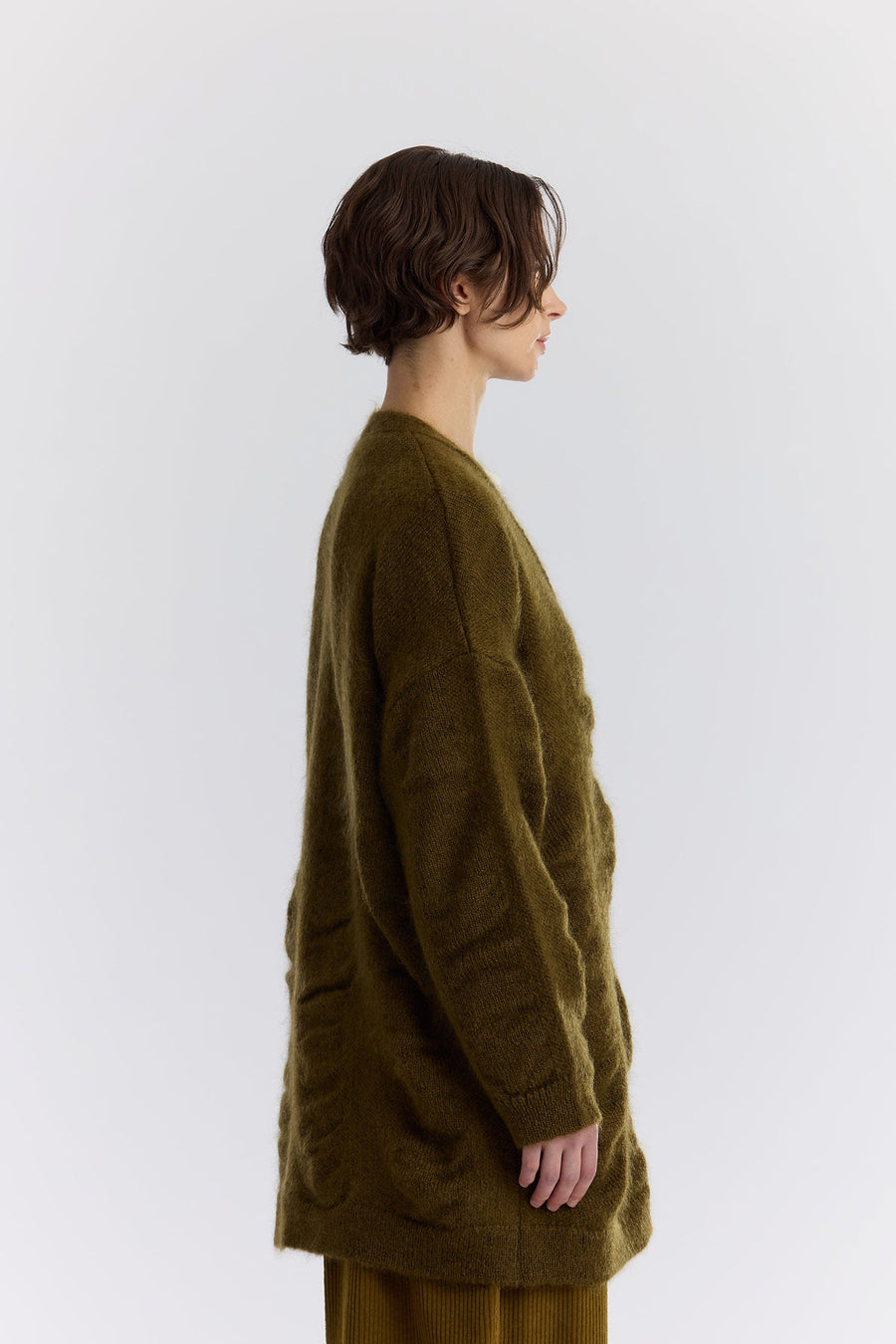 WATERFALL CARDIGAN - DARK OLIVE