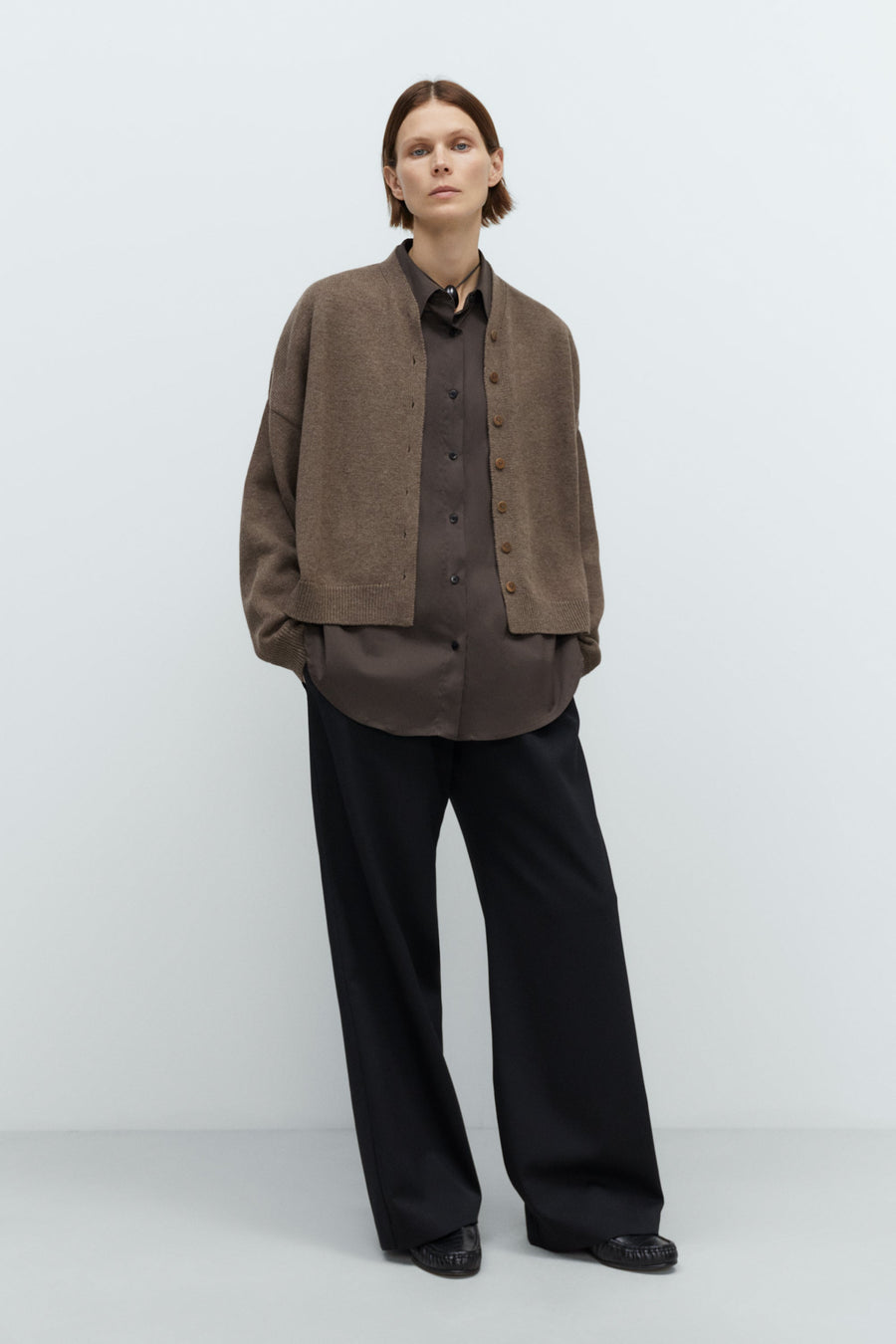 MERINO WOOL CARDIGAN - TAUPE