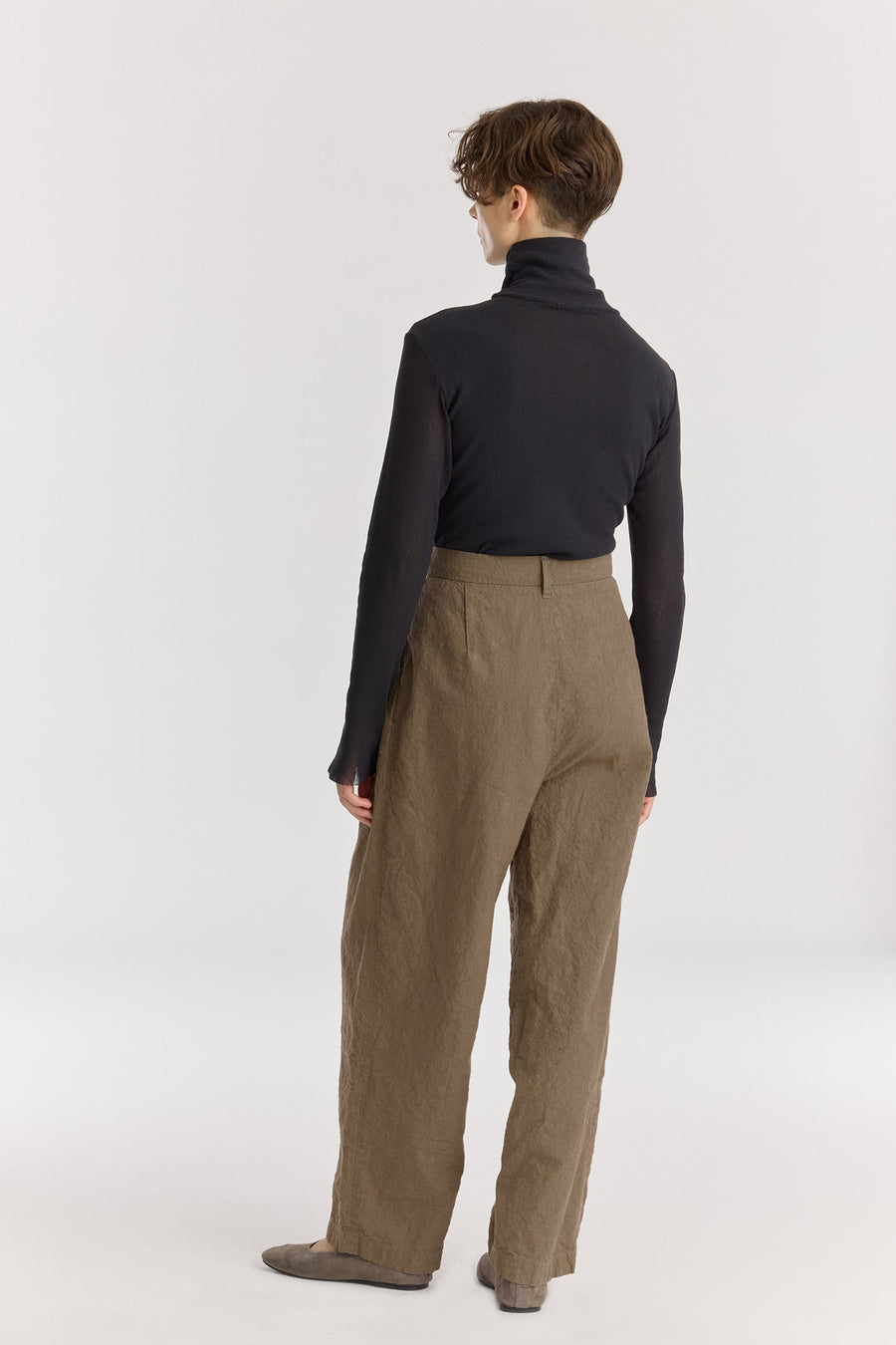 CRINKLED TROUSER - KHAKI