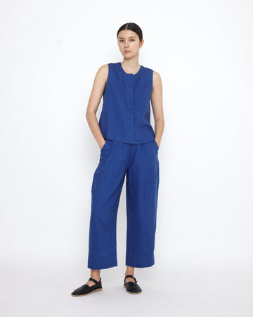 LINEN PLAY TOP - COBALT