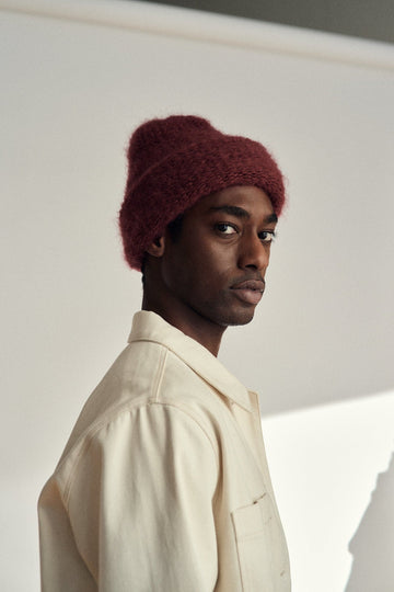 CLOUD MOHAIR BEANIE - BURGUNDY