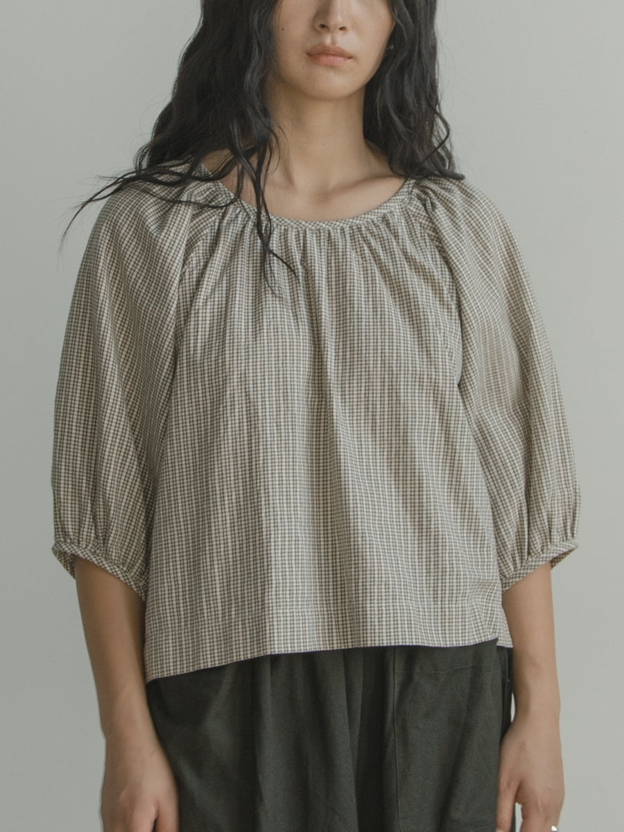 SIMONE TOP - MOSS CHECK