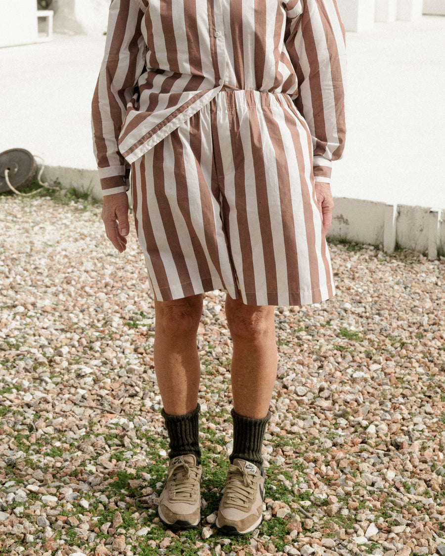 STAVE SHORT - BROWN WIDE STRIPE