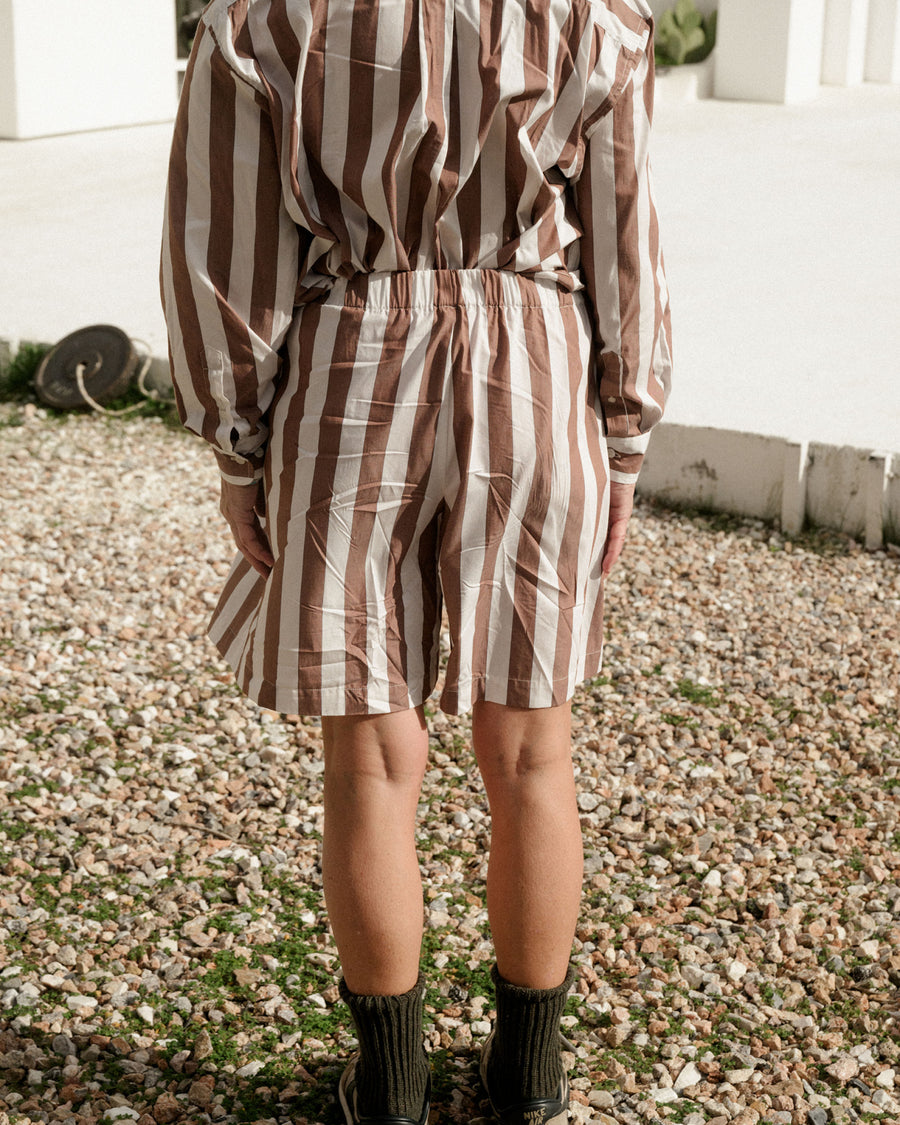 STAVE SHORT - BROWN WIDE STRIPE