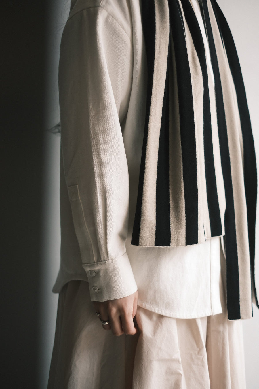 LONG SCARF - BEIGE STRIPES