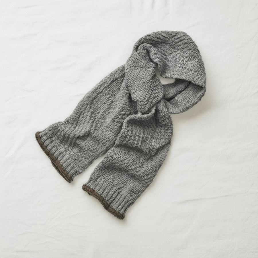 ORGANIC COTTON/YAK PATTERN STOLE - GREY