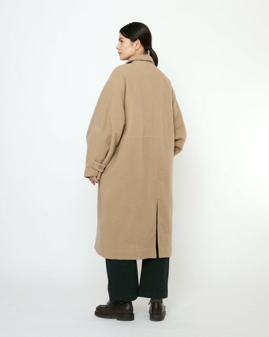 CUFFED WOOL COAT - HEATHERED PEBBLE