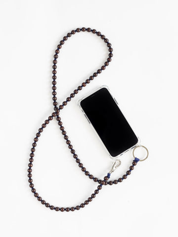 HANDYKETTE PHONE NECKLACE - SMALL PERLEN - BROWN/DARK BLUE