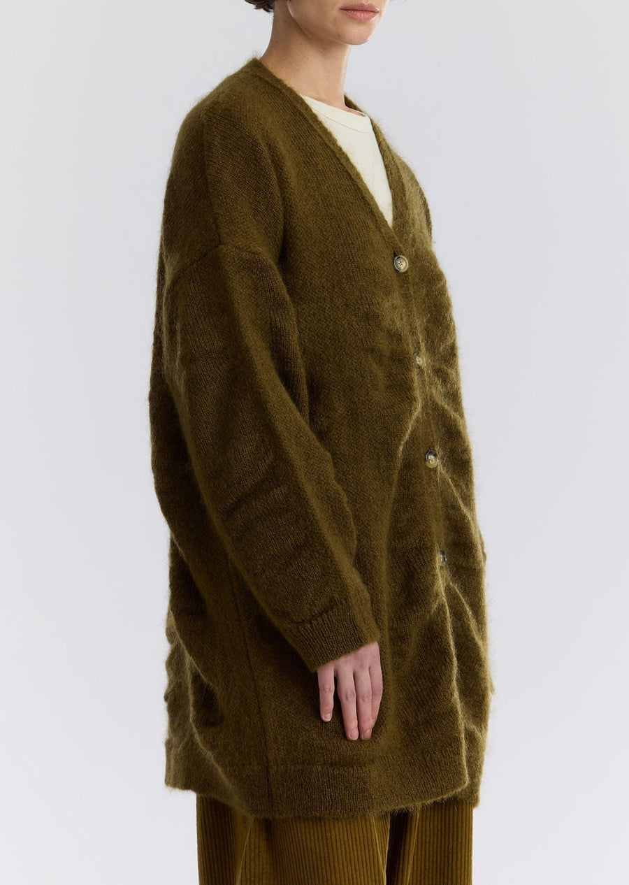 WATERFALL CARDIGAN - DARK OLIVE