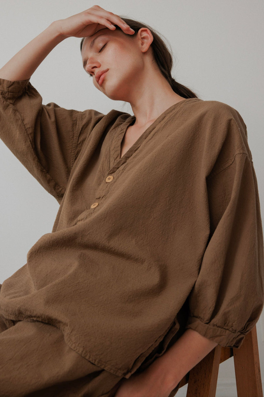 WOVEN POPOVER - SEPIA
