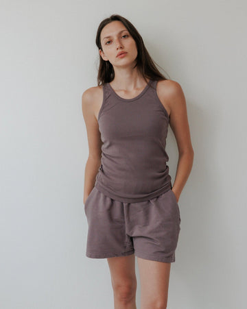 SCOOP BACK RIB TANK - MUSHROOM