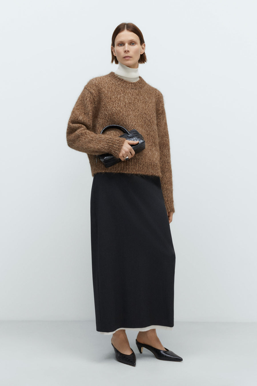 CHUNKY SWEATER - BROWN MELANGE