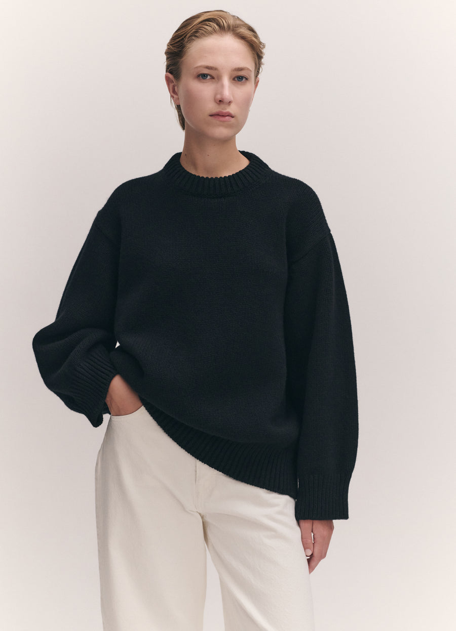 CARAGH CHUNKY CREWNECK - BLACK