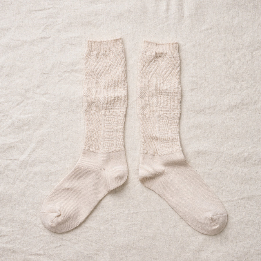 ORGANIC COTTON/YAK PATTERN SOCKS - NATURAL