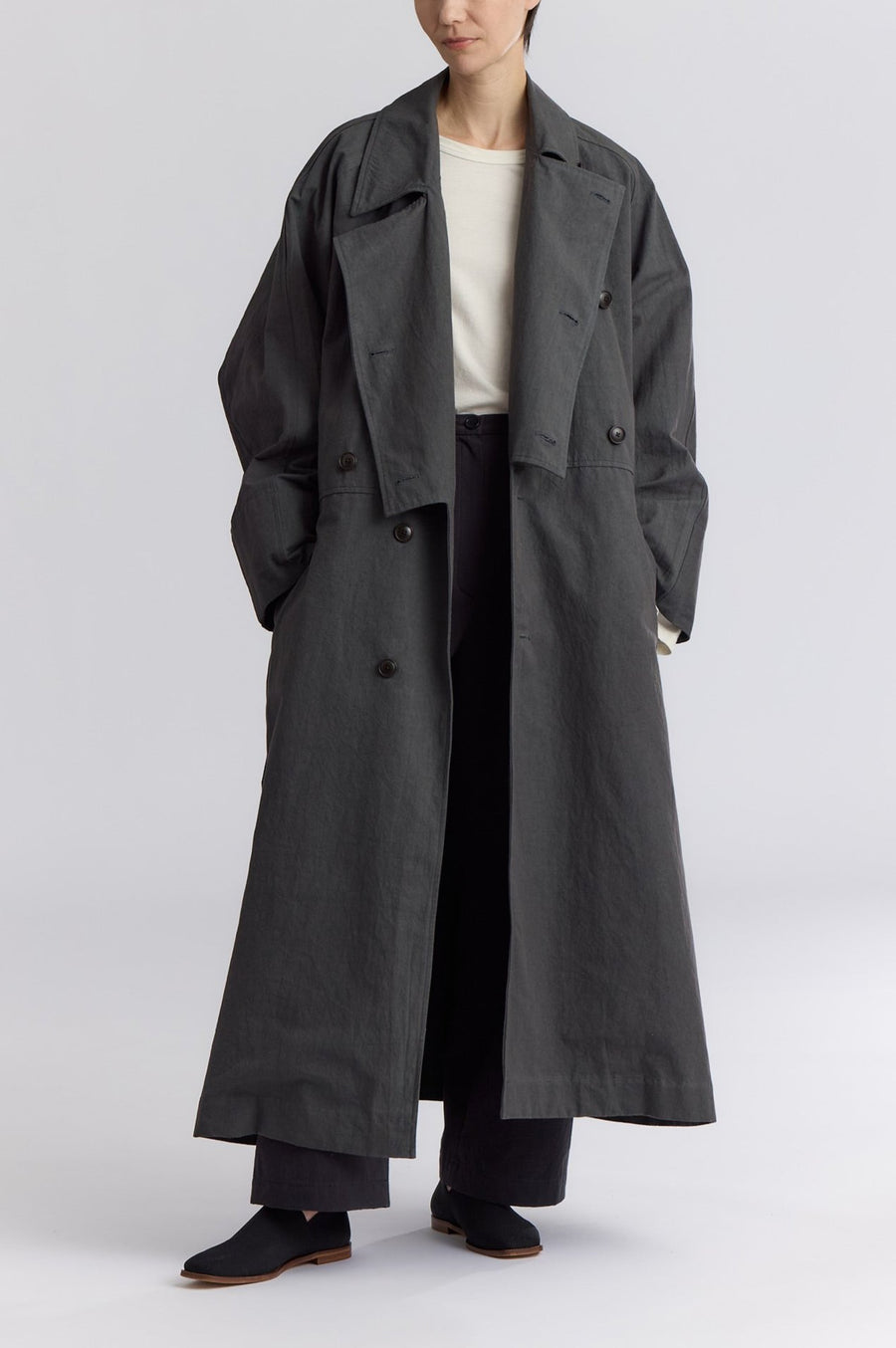 LONG TRENCH COAT - SLATE