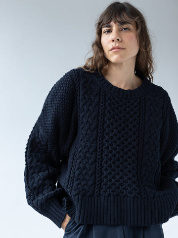 FISHERMAN SWEATER - NAVY