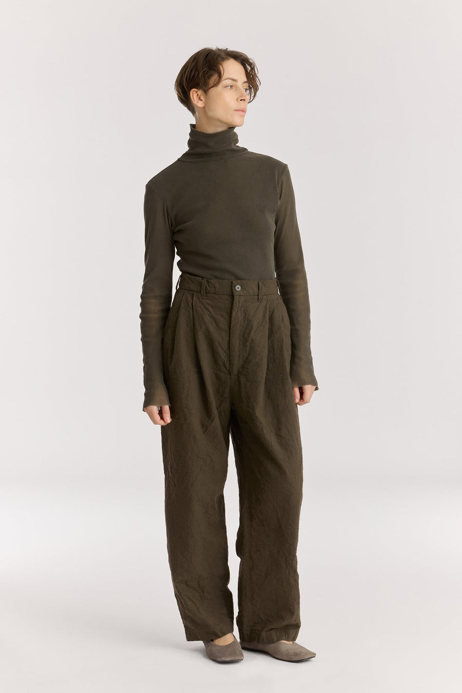 CRINKLED TROUSER - CHARCOAL