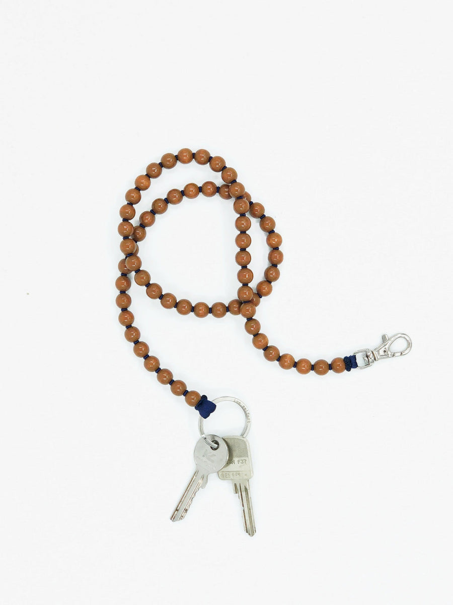 LONG KEYHOLDER - SMALL PERLEN - MOCCA/NAVY