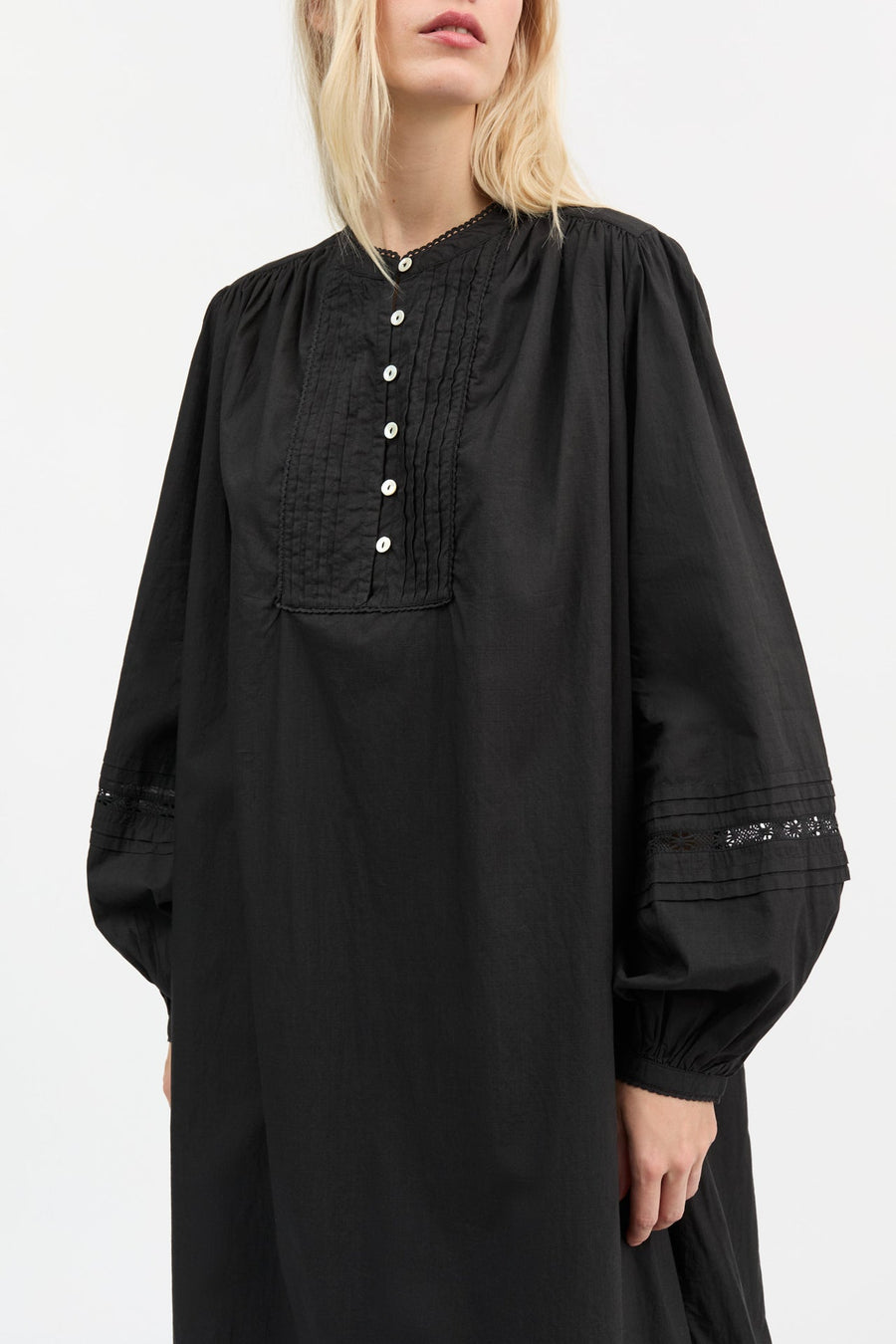 LEAF SHIRTDRESS - BLACK