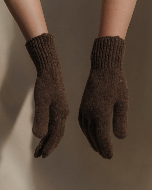RIBBED GLOVES - BUREL BROWN
