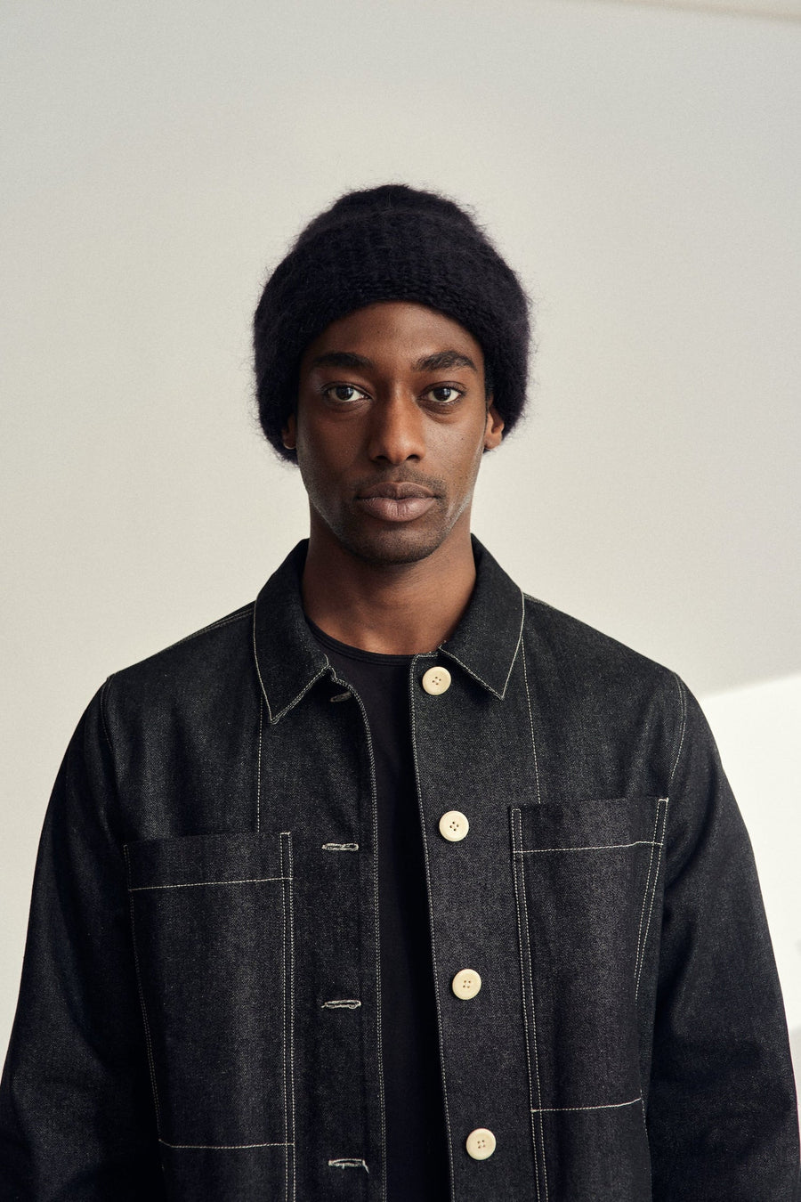 CLOUD MOHAIR BEANIE - BLACK