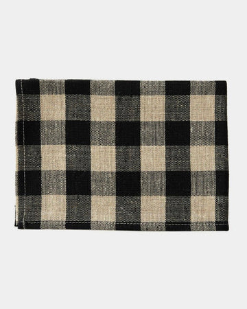 LINEN TEA TOWEL - BLACK CHECK