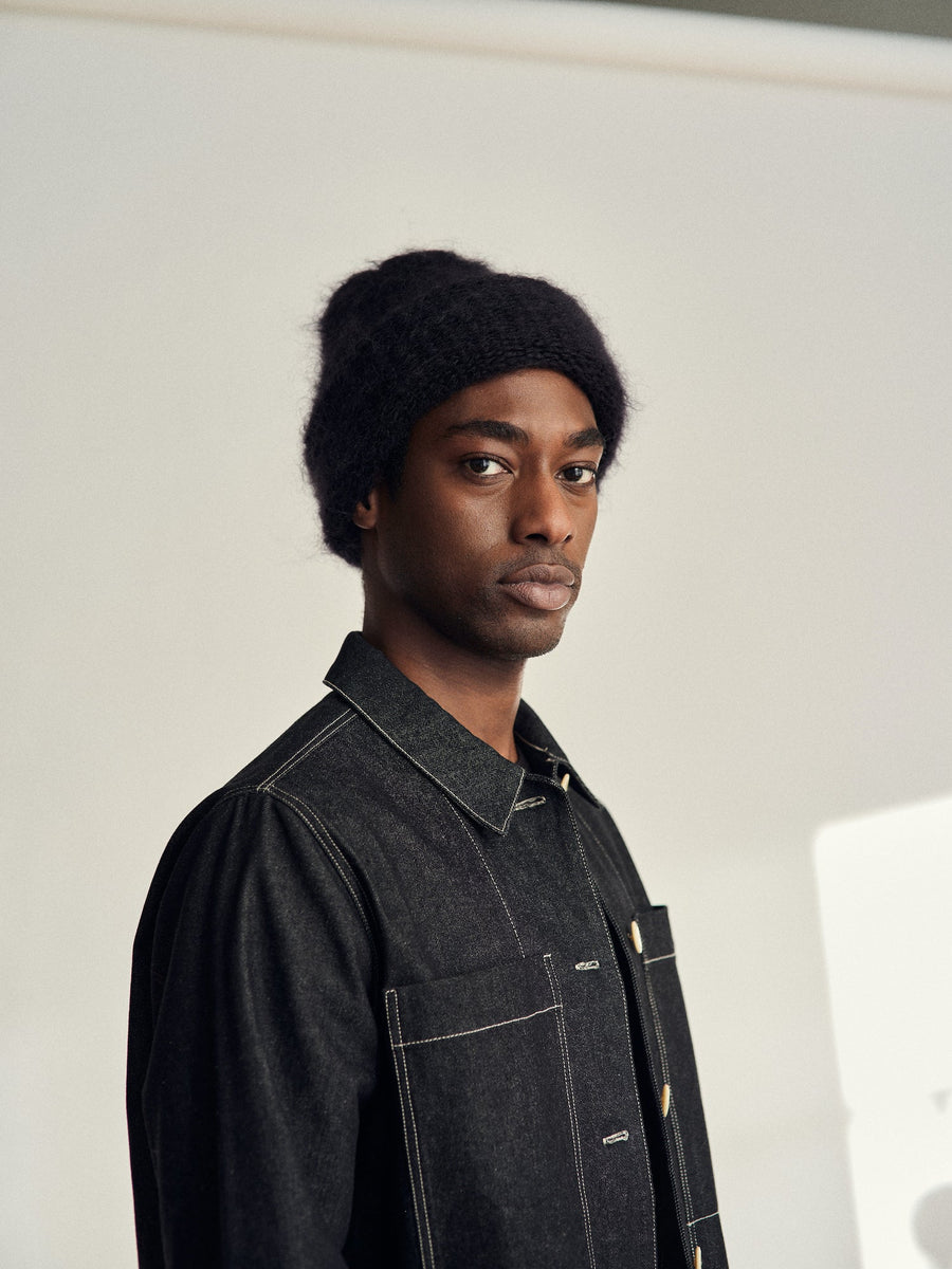 CLOUD MOHAIR BEANIE - BLACK