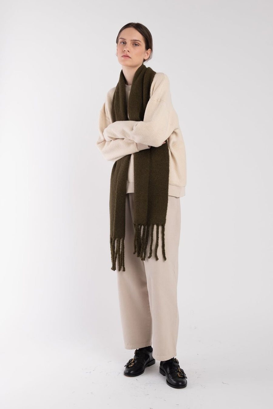 FRING SCARF - OLIVE