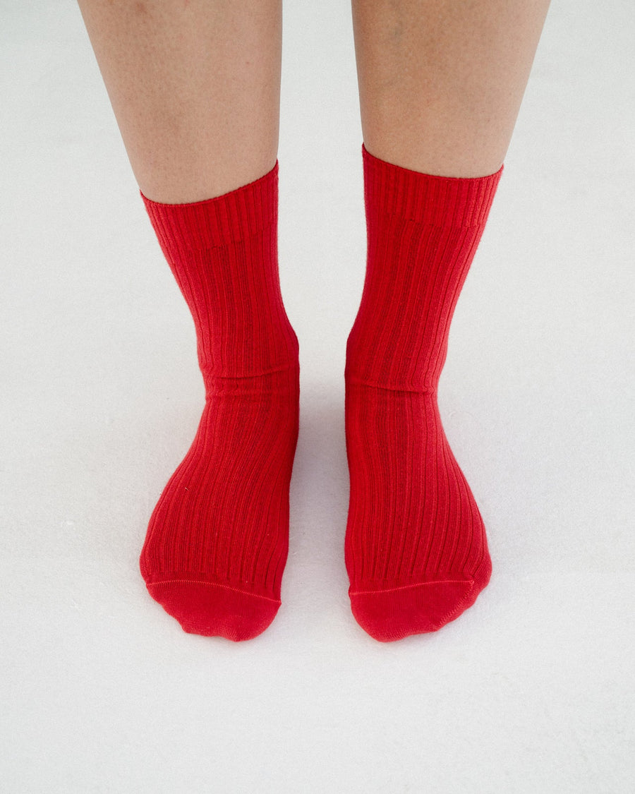 RIB ANKLE SOCK -  TEAM RED