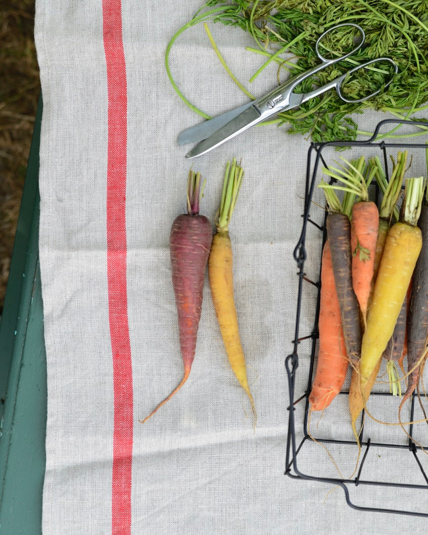 LINEN TEA TOWEL - NATURAL/RED STRIPE