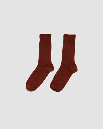 RIB ANKLE SOCK -  BURGUNDY/RUST MELANGE