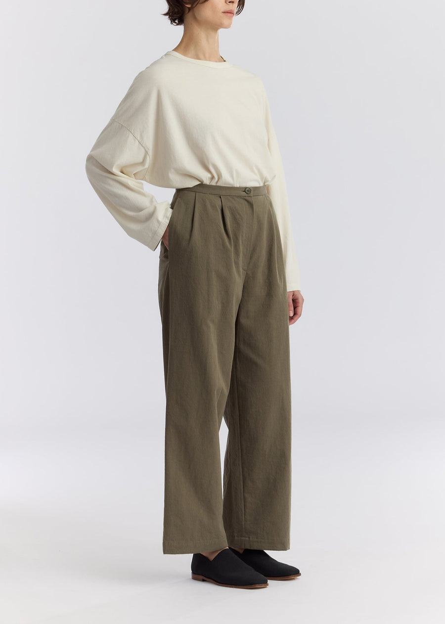 STRAIGHT TROUSERS - DARK OLIVE