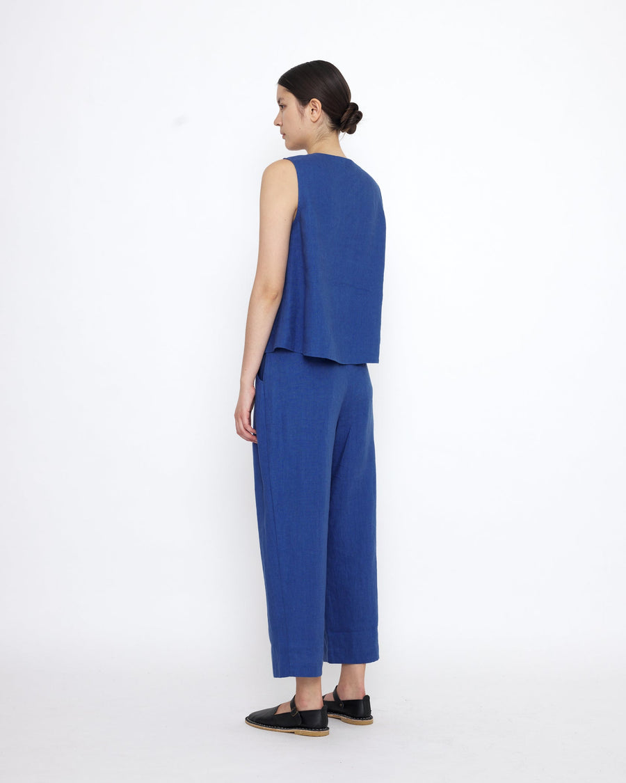 LINEN PLAY TOP - COBALT