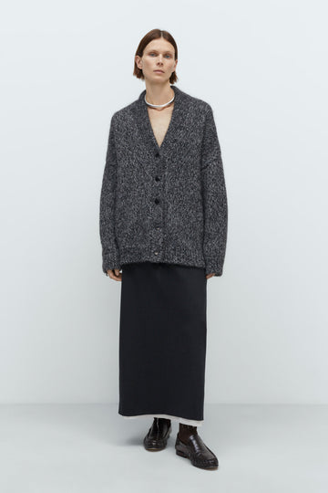 OVERSIZED CARDIGAN - BLACK MELANGE