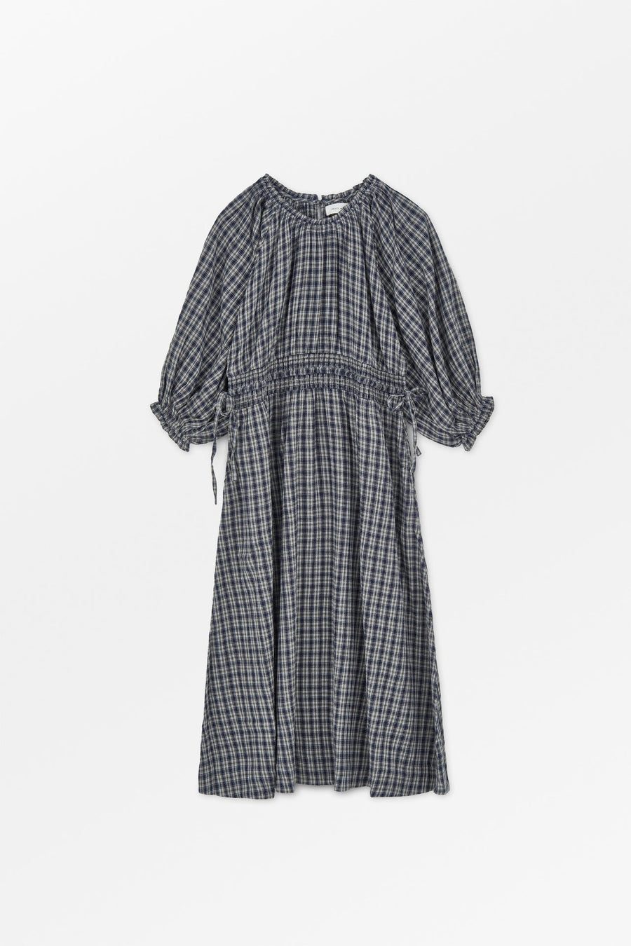 CAROLA DRESS - NAVY/BEIGE CHECK