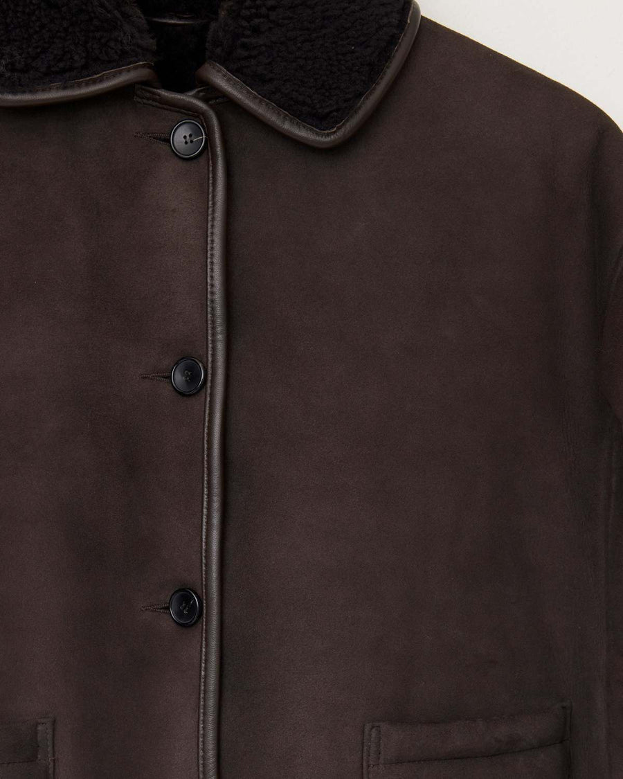 SUEDE BACK CURLY HAIR AVIS JACKET - CHOCOLATE