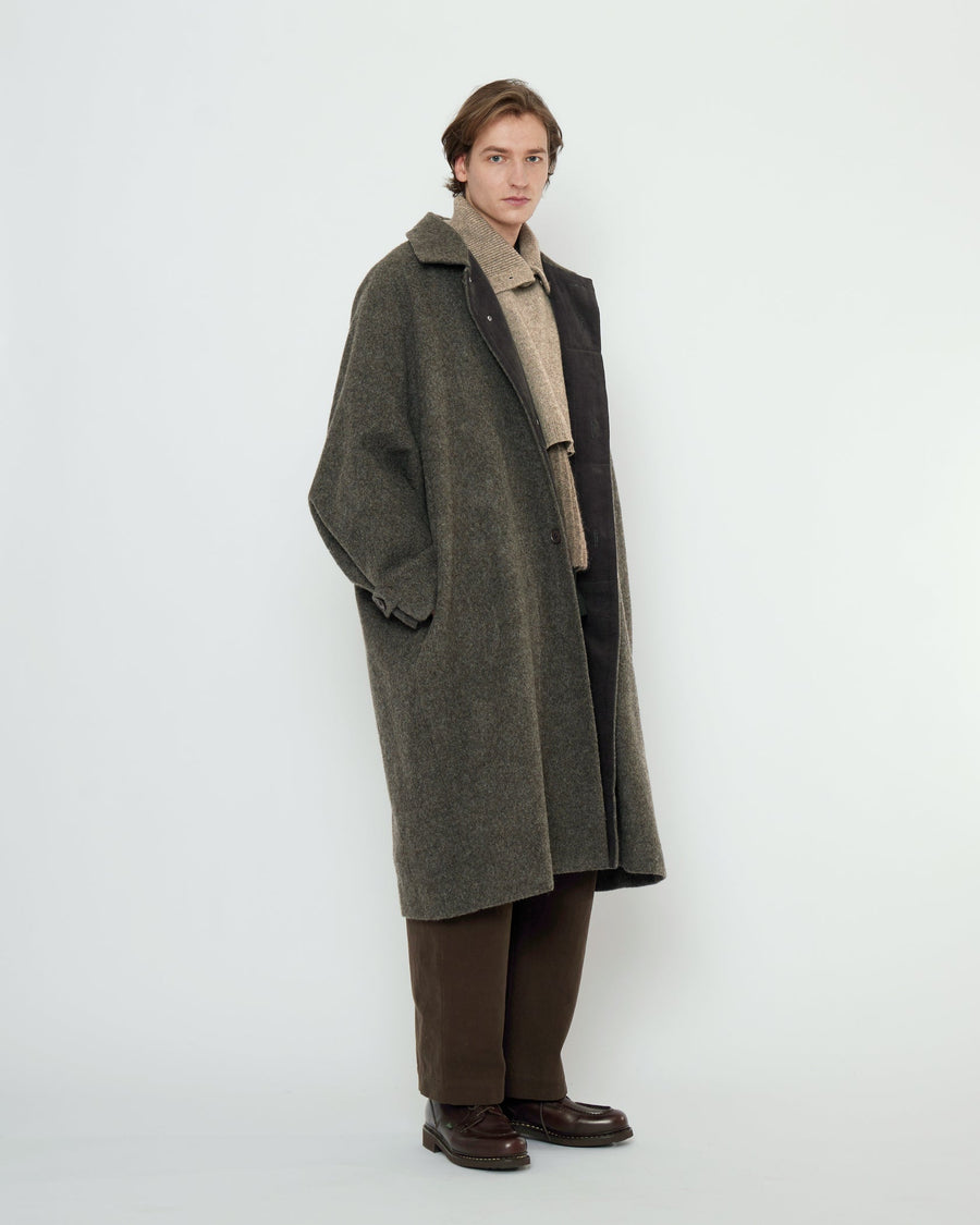 CUFFED WOOL COAT - HEATHERED PEBBLE