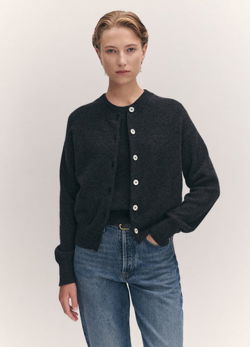 ADA CREWNECK CARDIGAN - CHARCOAL