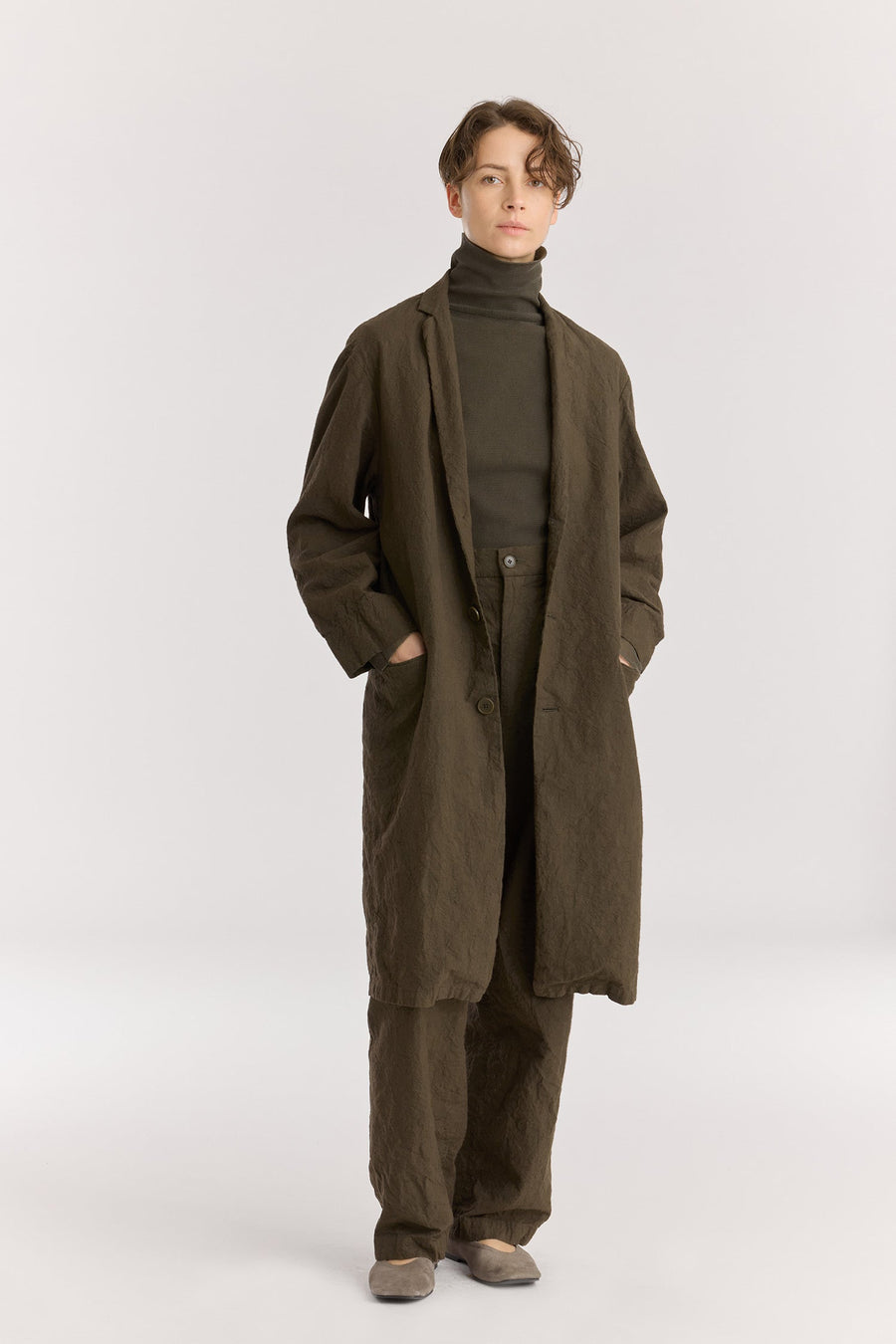 CRINKLED COAT - CHARCOAL