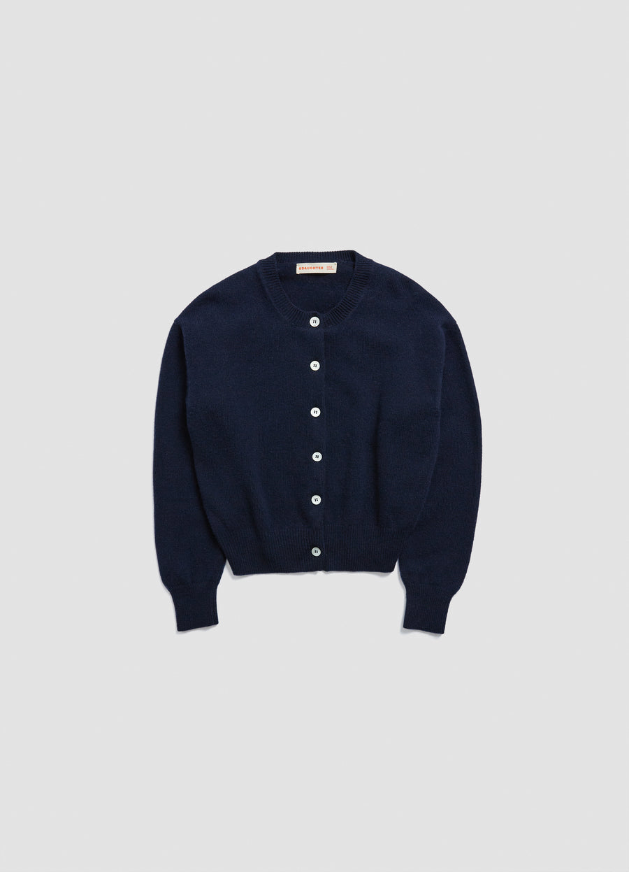 ADA GEELONG CREWNECK CARDIGAN - NAVY