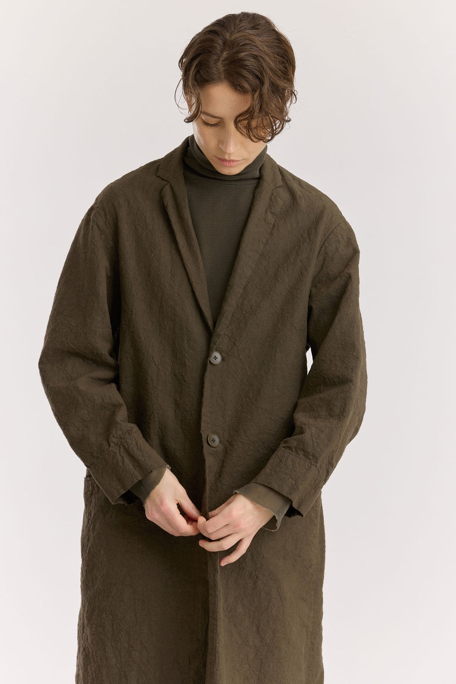 CRINKLED COAT - CHARCOAL