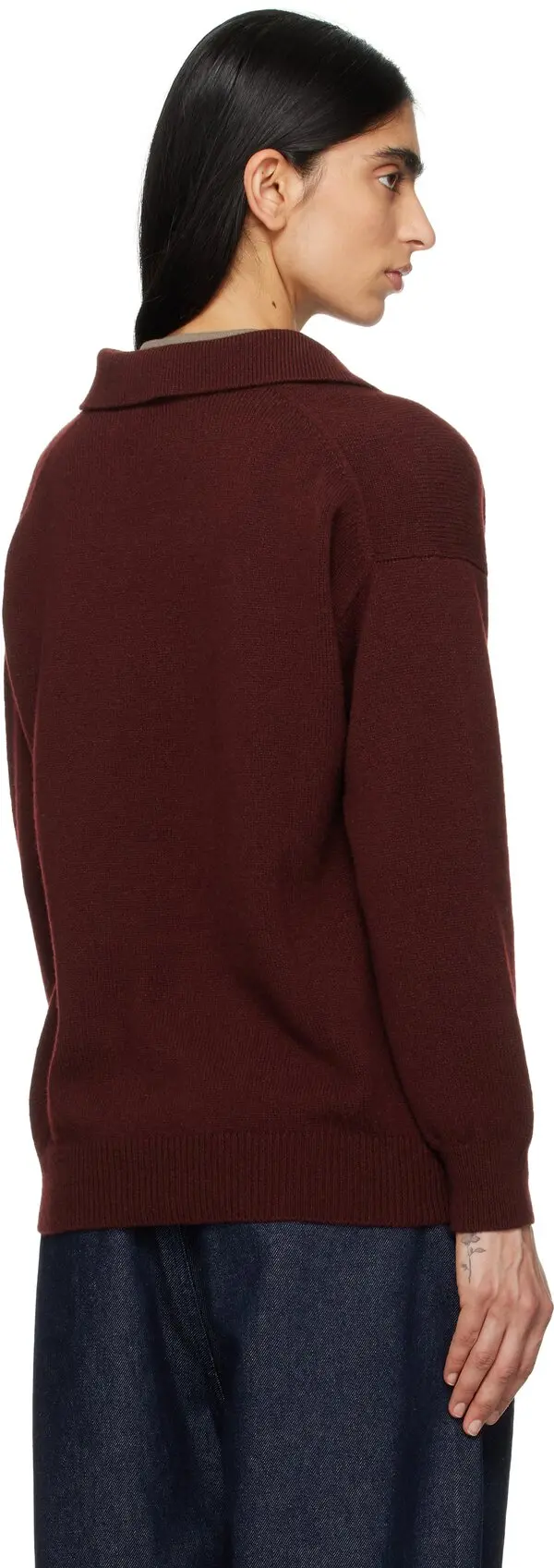 EDITH POLO SWEATER - BURGUNDY