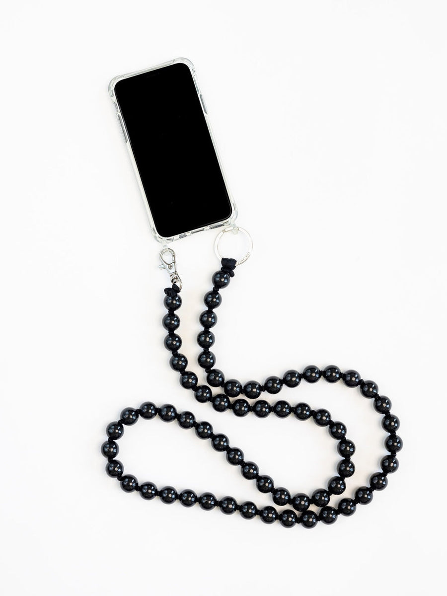 HANDYKETTE PHONE NECKLACE - BIG PERLEN - BLACK