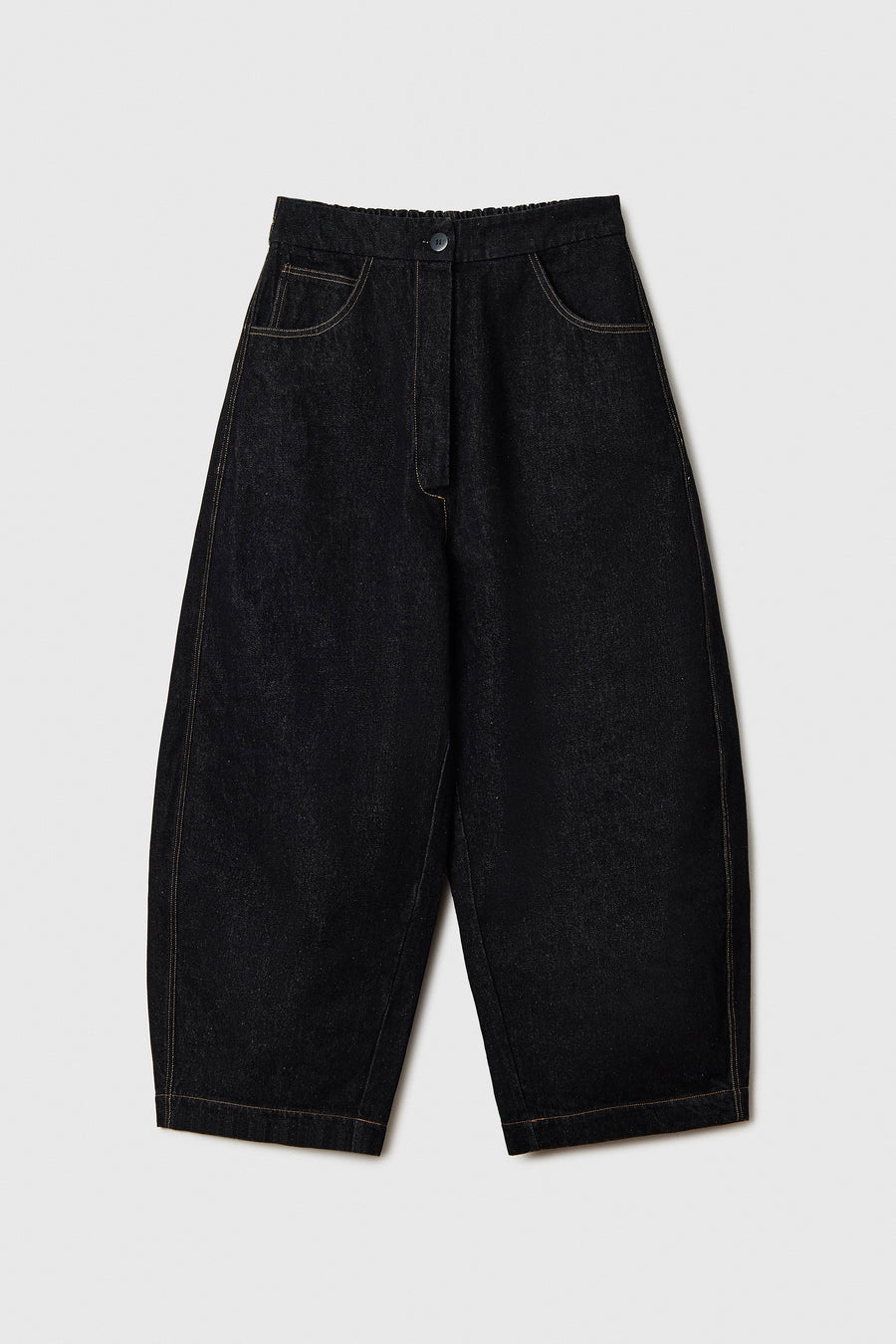 CURVED DENIM PANT - BLACK