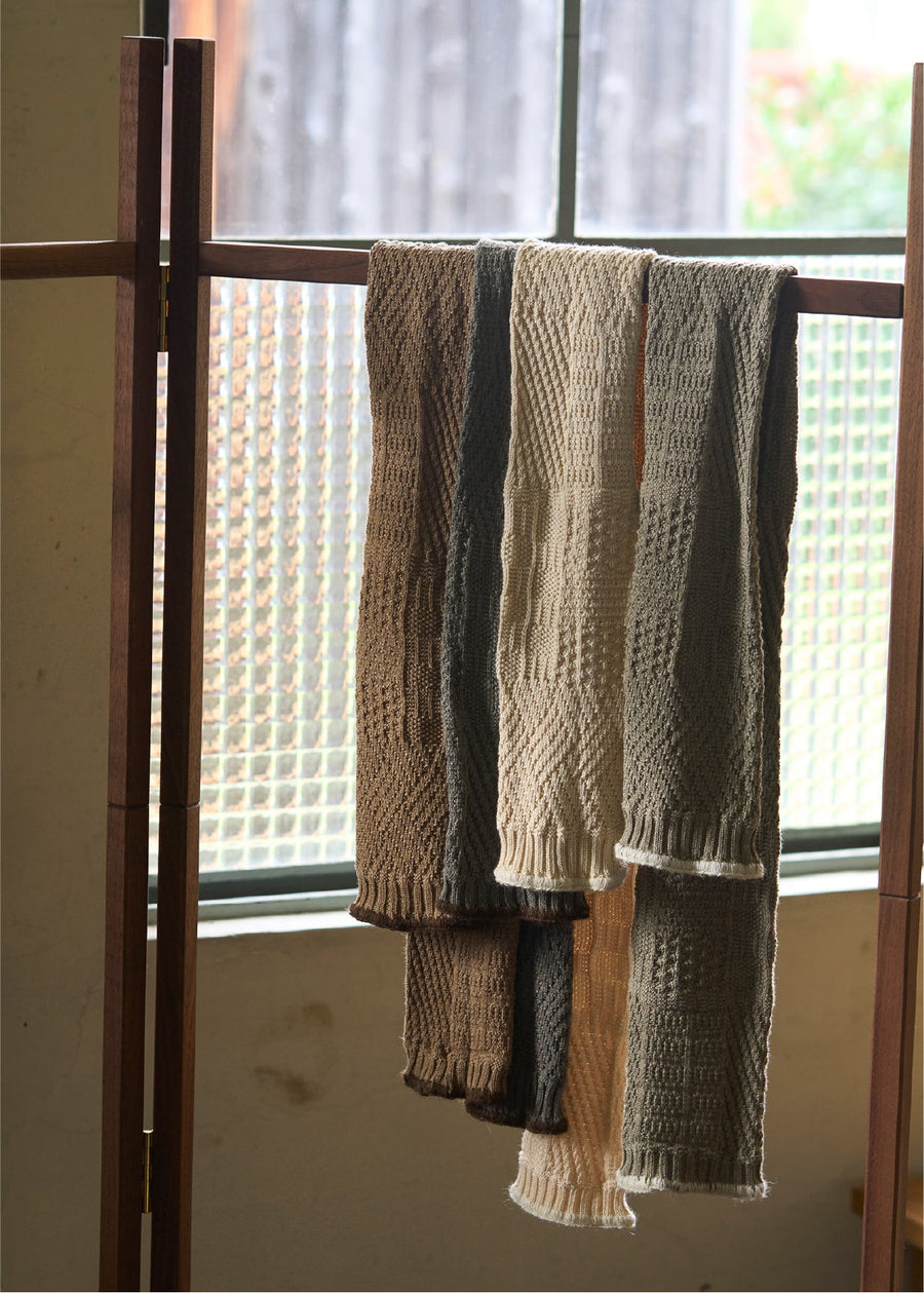 ORGANIC COTTON/YAK PATTERN STOLE - GREEN