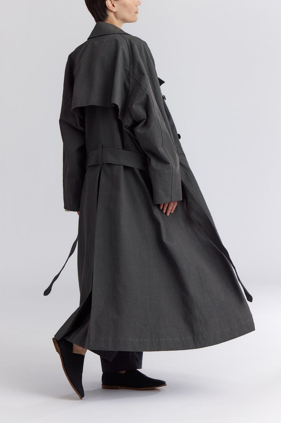 LONG TRENCH COAT - SLATE