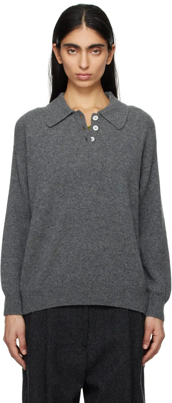 EDITH POLO SWEATER - DERBY GREY
