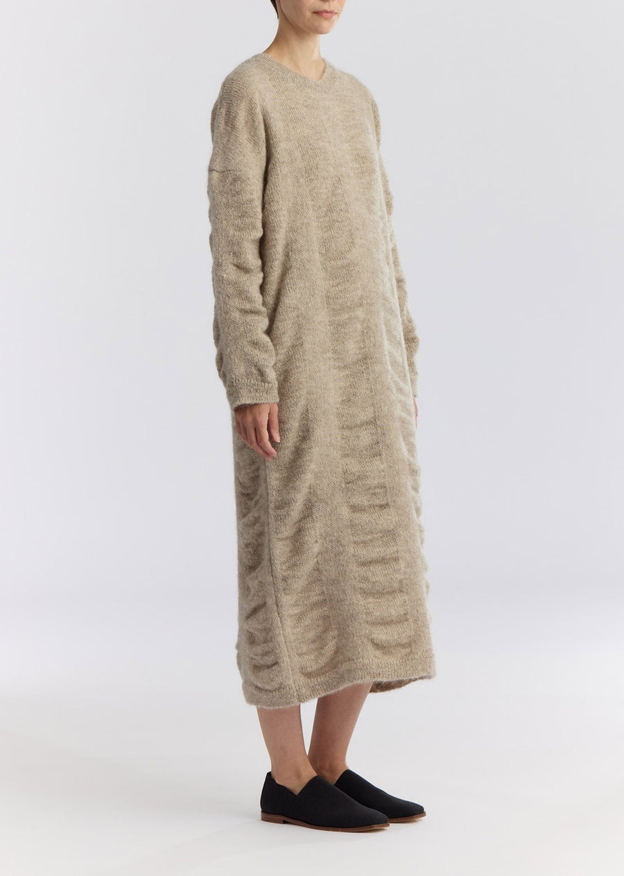 WATERFALL KNIT DRESS - NATURAL